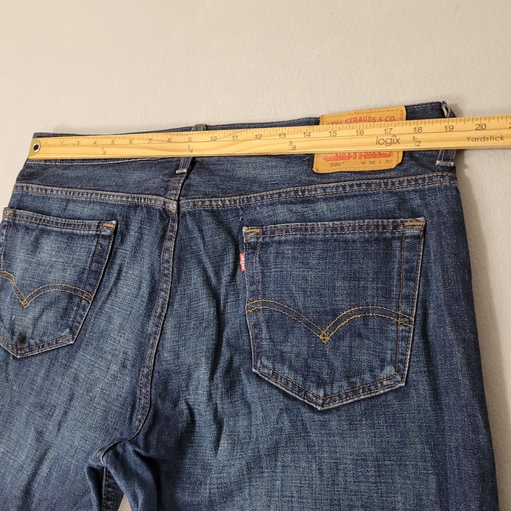 Levi's 569 Loose Straight Jeans Mens 36x30 Blue Denim Cotton Good - Picture 4 of 12